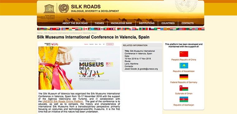 UNESCO destaca la importancia del I Congreso Internacional de Museos de la Seda